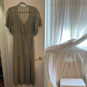 Elegant Olive Green Maxi Dress